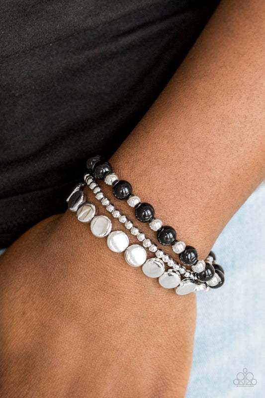 Girly Girl Glamour - Black / Silver Bead bracelet