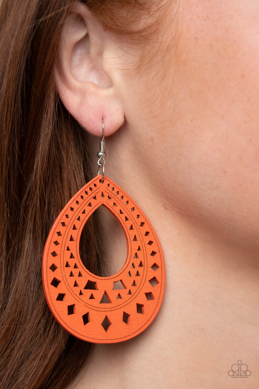 Belize Beauty - Orange wood earrings