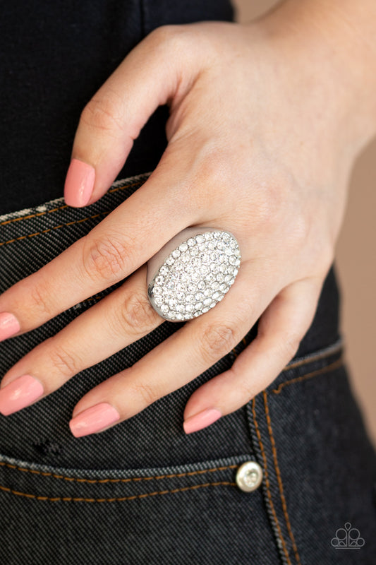 Bling Scene - White rhinestones ring