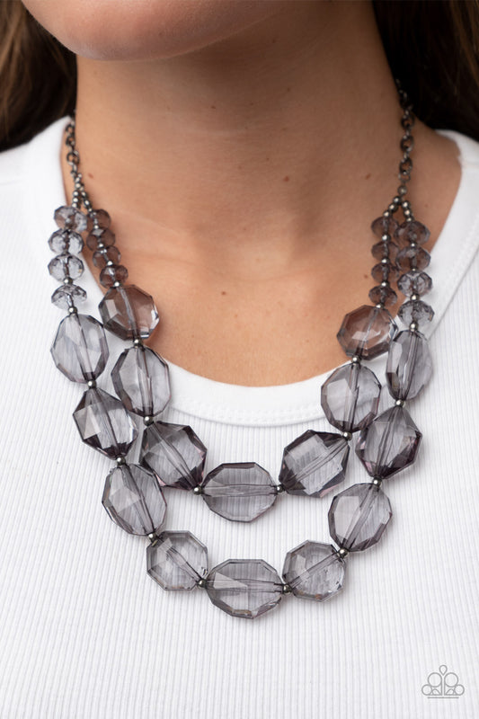 Icy IIumination - Black Smoky Gems Necklace