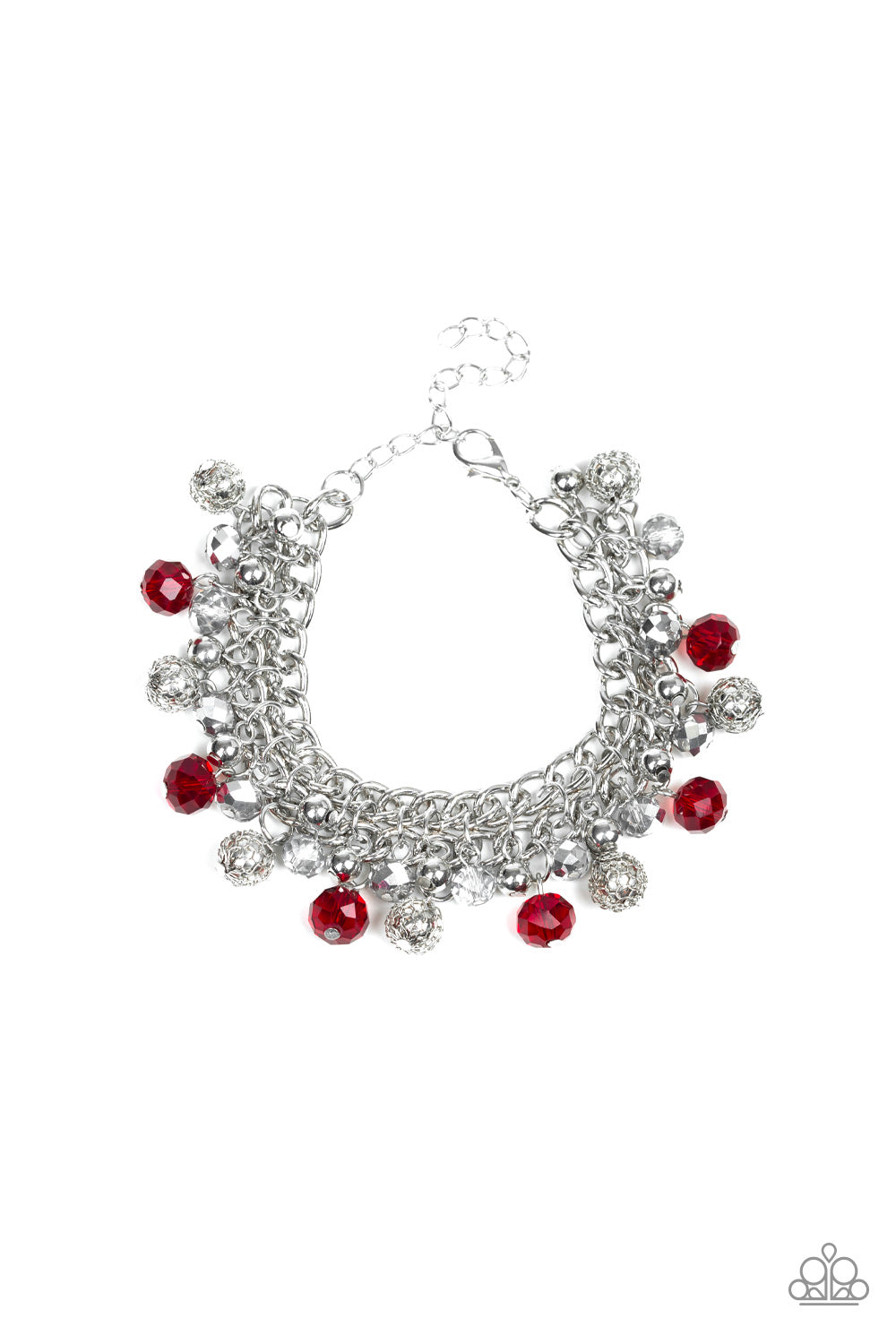 Party Spree - Red  necklace w/ matching bracelet