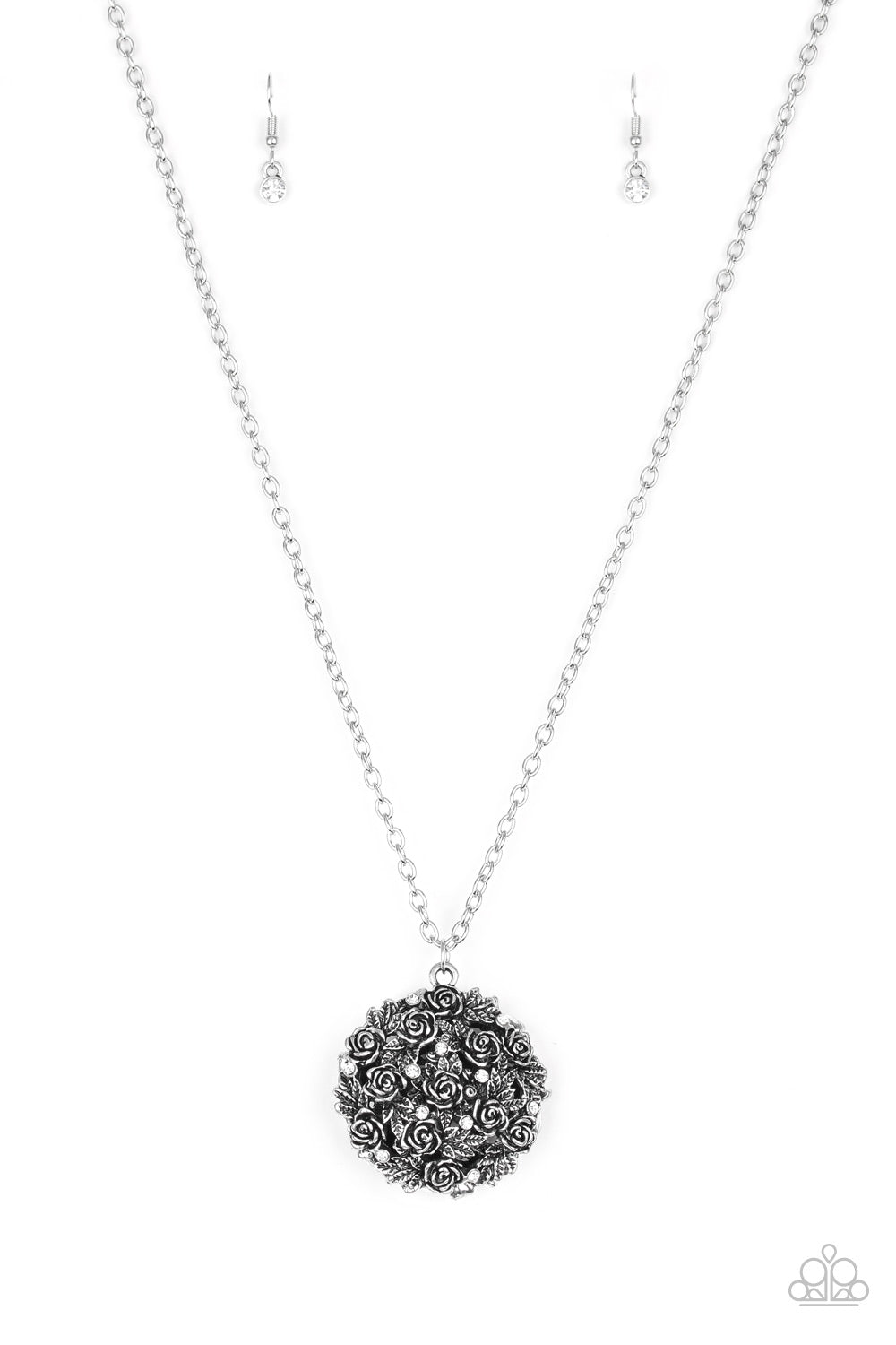 Royal In Roses - White rhinestones necklace