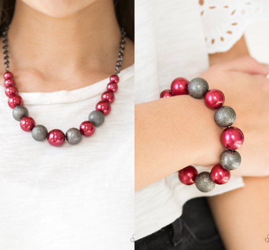 Color Me CEO - Red necklace w/ matching bracelet