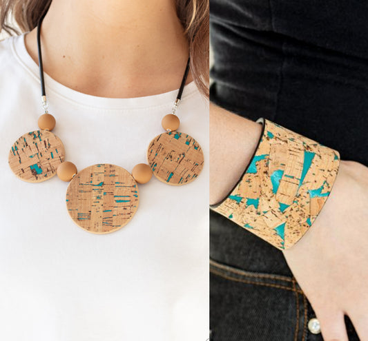 Pop The Cork - Blue necklace w/ matching bracelet