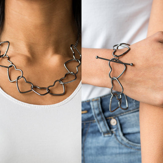 Unbreak My Heart - black necklace w/ matching bracelet