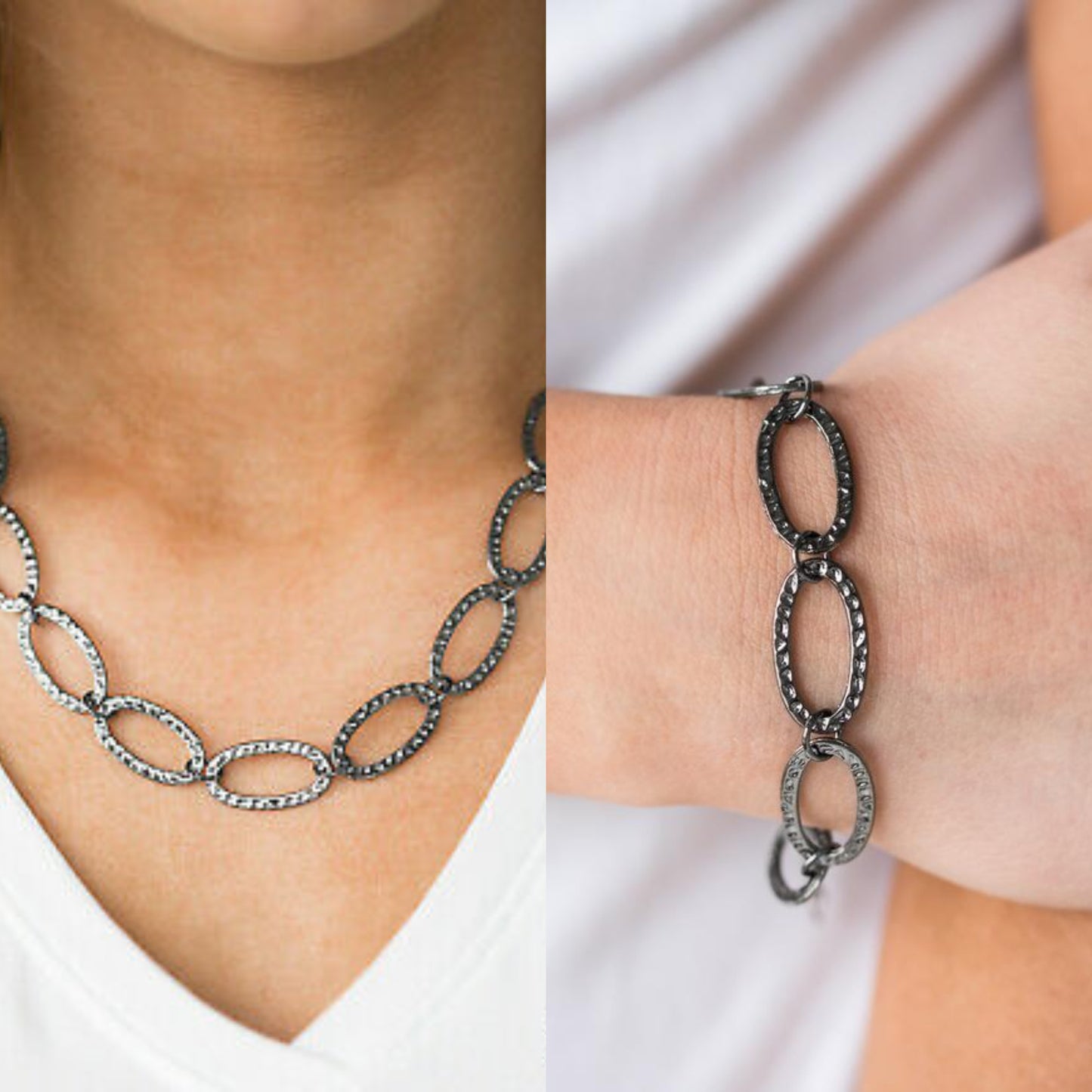 Legendary Lioness - Black/Gunmetal necklace w/ matching bracelet