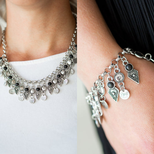 Jurassic Jamboree - Black necklace w/ matching bracelet