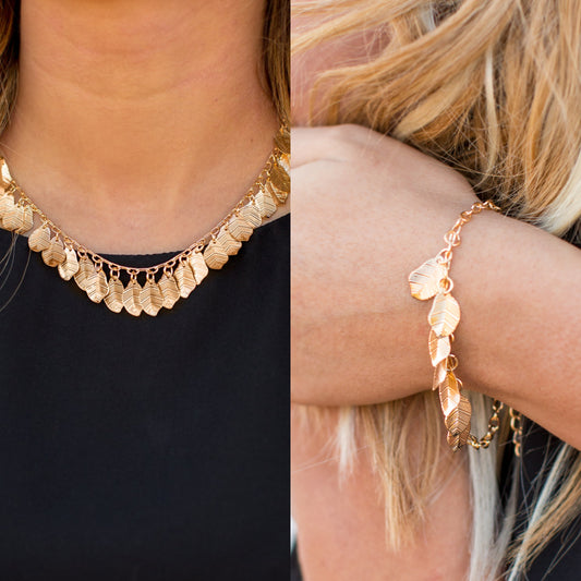 Sail Across the Sky - gold necklace w/ matching bracelet