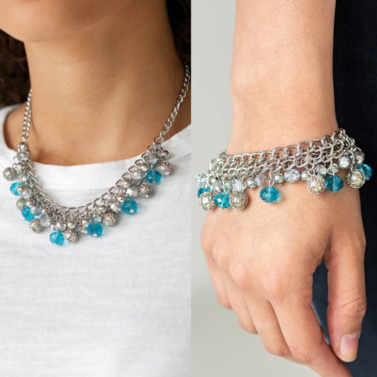 Party Spree - Blue Necklace w/ matching bracelet