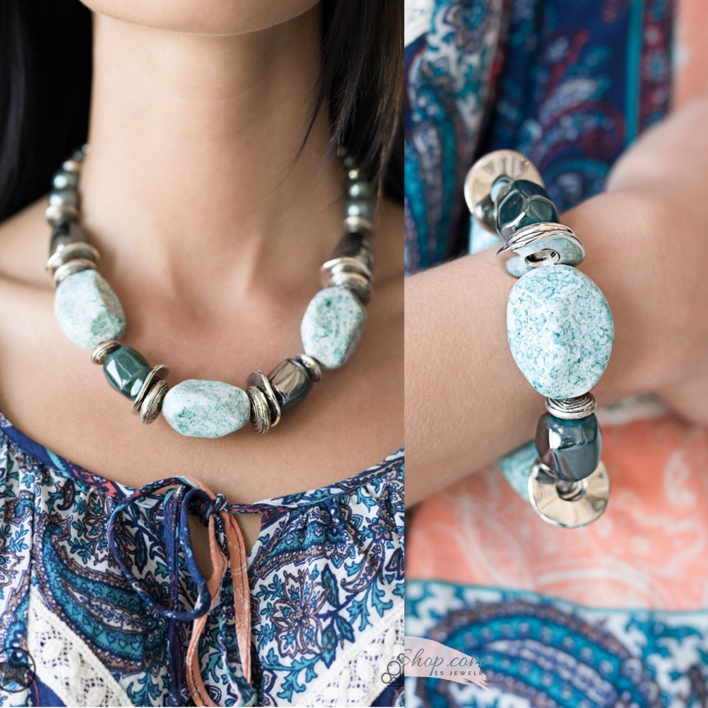 In Good Glazes - Blue necklace w/ matching bracelet