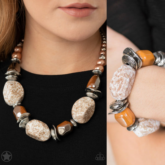 In Good Glazes - Peach/Brown necklace w/ matching bracelet