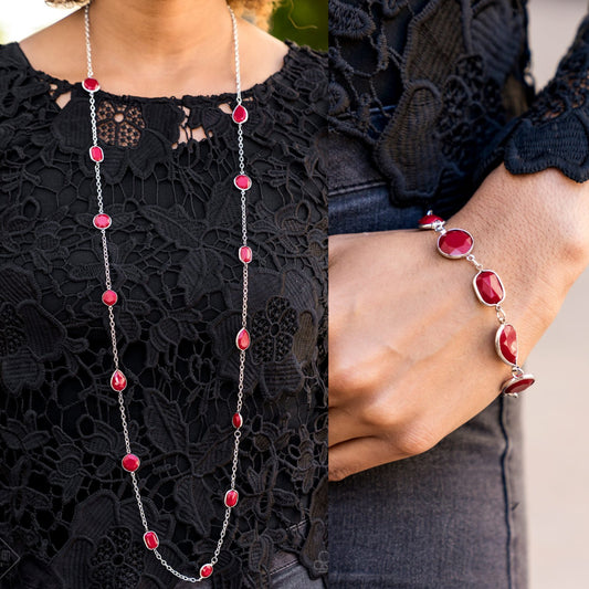 Color Me Carefree - Red necklace w/ matching bracelet