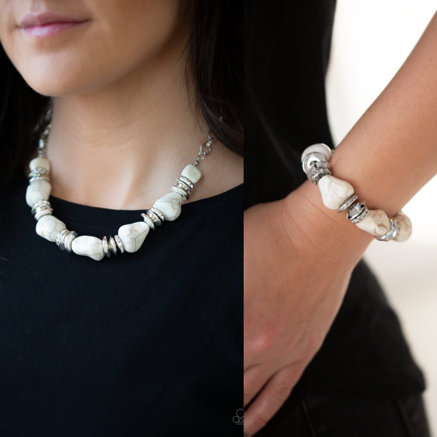 Stunningly Stone Age - White necklace w/ matching bracelet