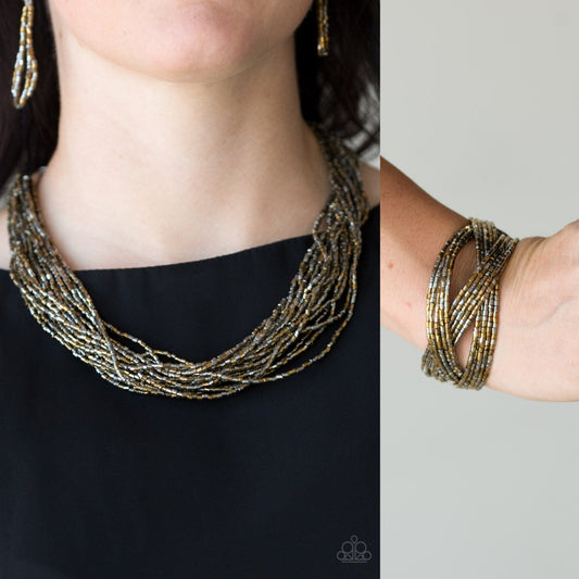 The Speed of STARLIGHT - Brass/Gunmetal Multi necklace w/ matching bracelet