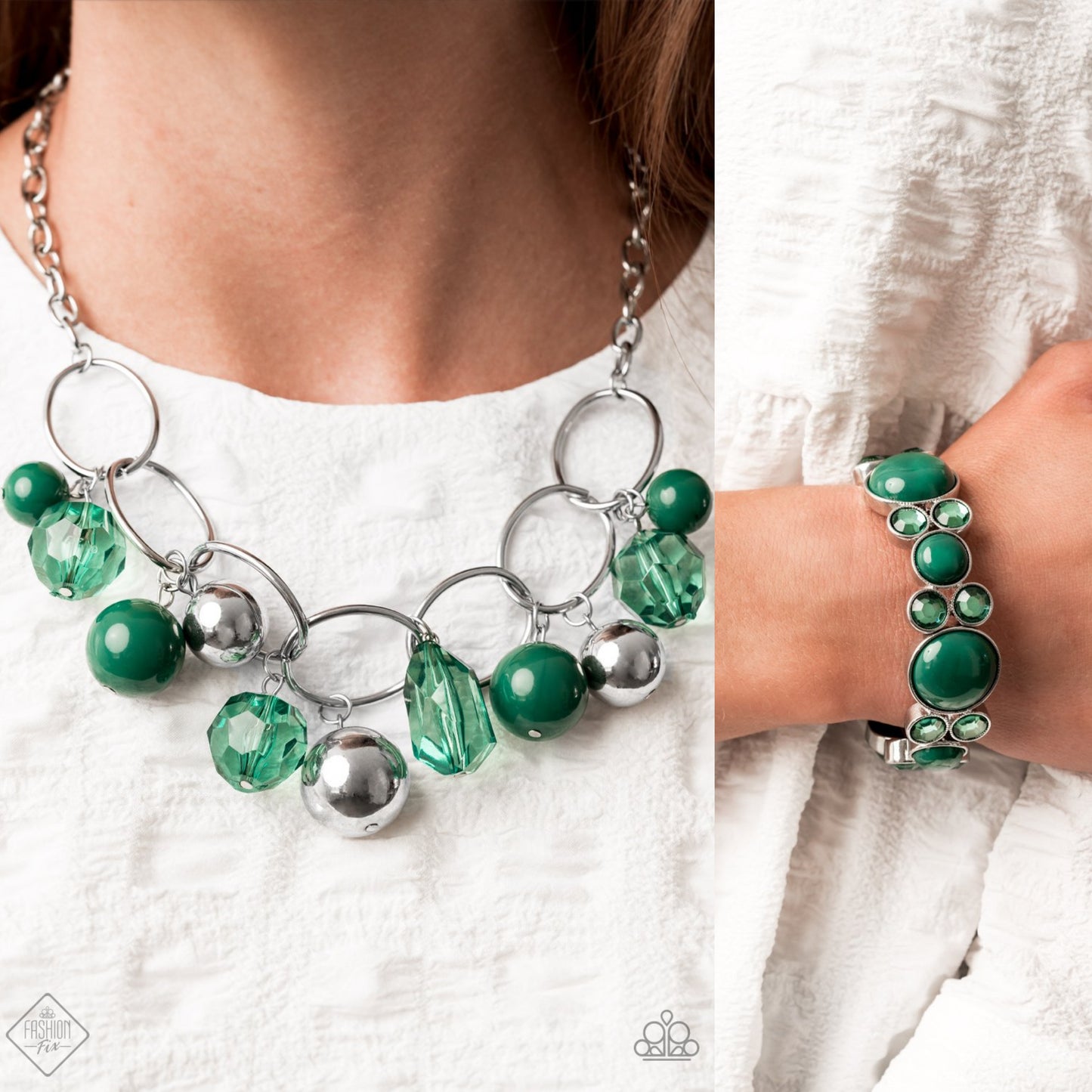 COSMIC GETAWAY - GREEN Necklace w/ matching bracelet