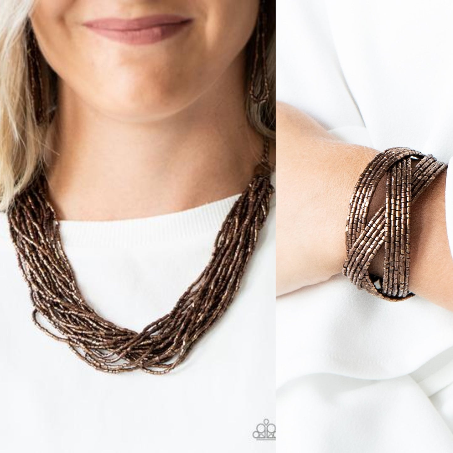 The Speed of STARLIGHT - Copper Seed Bead necklace w/ matching bracelet