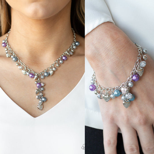 Vintage Heartthrob - Multicolor necklace w/ matching bracelet