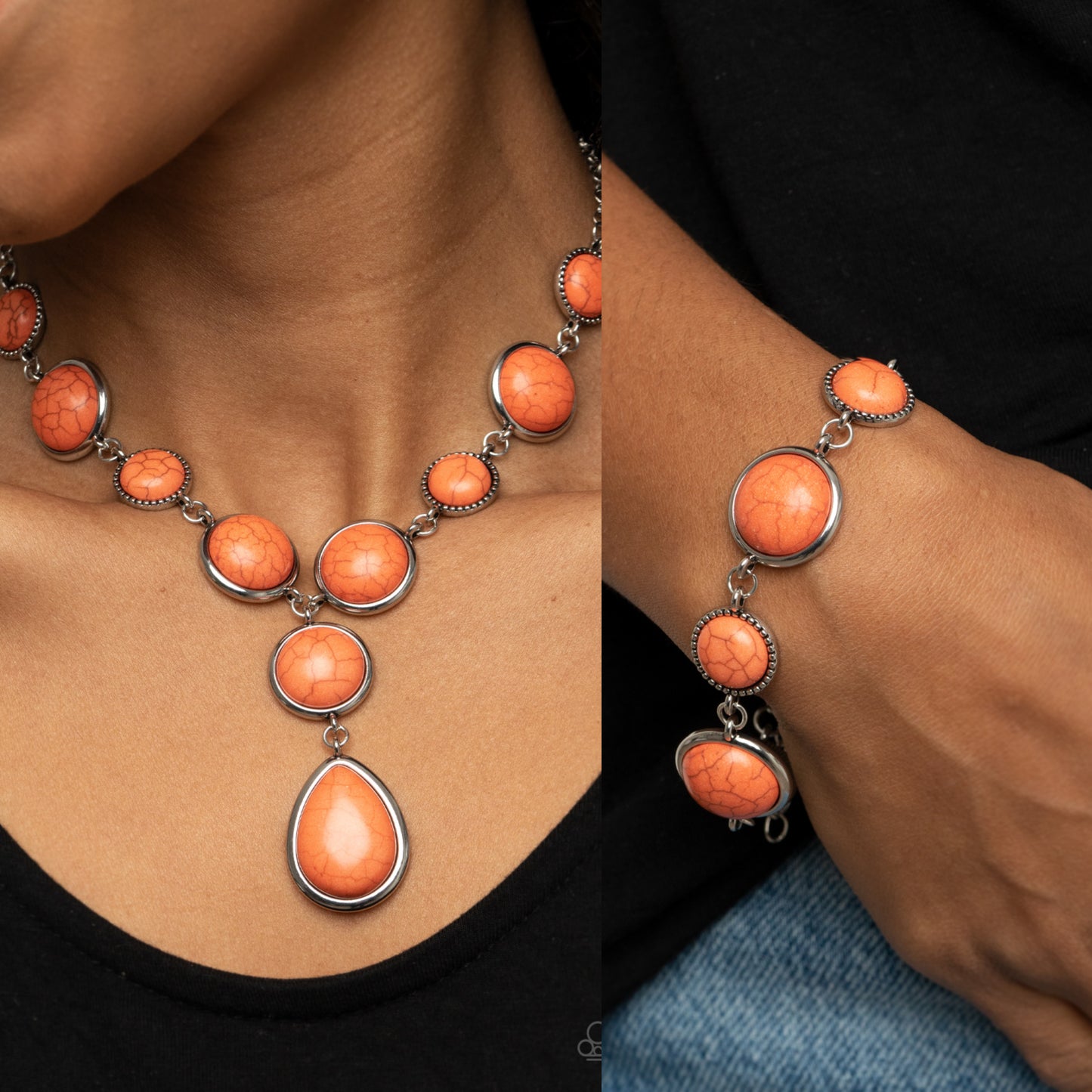 Terrestrial Trailblazer - Orange necklace w/ matching bracelet