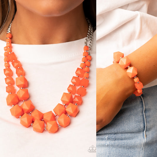 Summer Excursion - Orange necklace w/ matching bracelet
