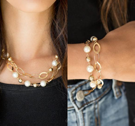 GLIMMER Takes All - Gold necklace w/ matching bracelet