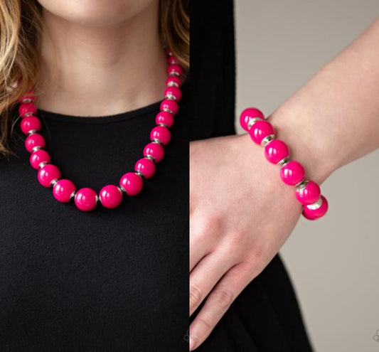 Everyday Eye Candy - Pink necklace w/ matching bracelet