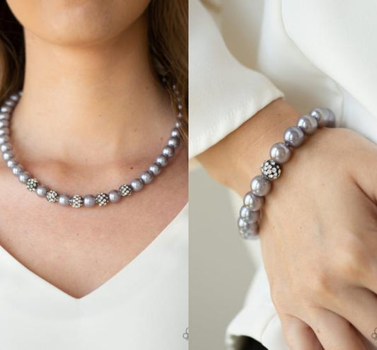 Posh Boss - Silver necklace w/ matching bracelet