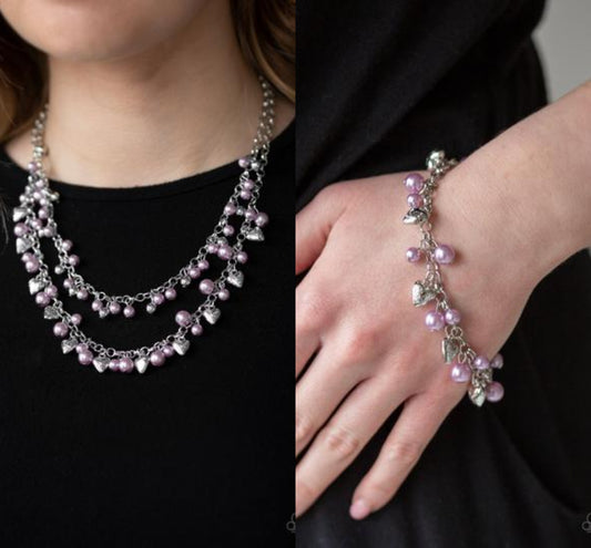 Kindhearted Heart - Purple necklace w/ matching bracelet