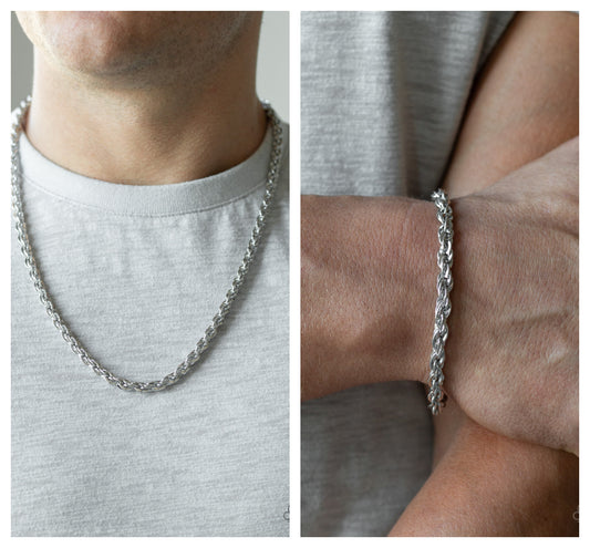 Instant Replay - Silver necklace w/ matching bracelet