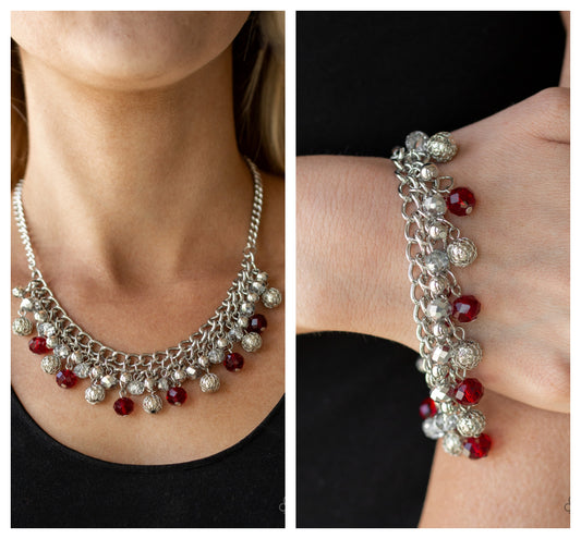 Party Spree - Red necklace w/ matching bracelet