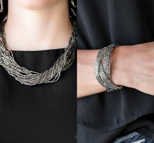 The Speed of STARLIGHT - Black/Gunmetal necklace w/ matching bracelet