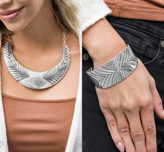 Geographic Goddess - Silver necklace w/ matching bracelet