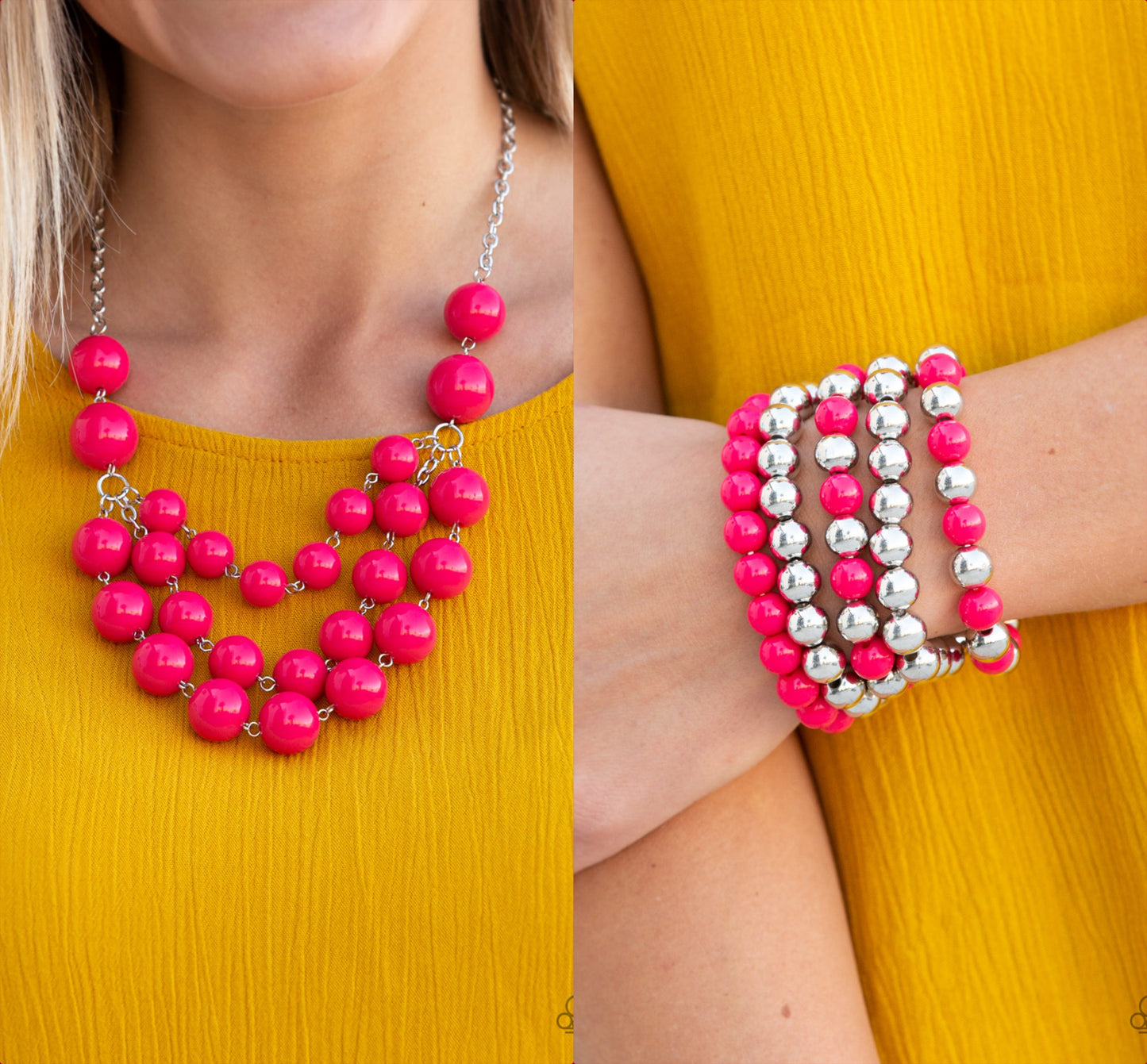 Miss Pop-YOU-larity - Pink necklace w/matching bracelet
