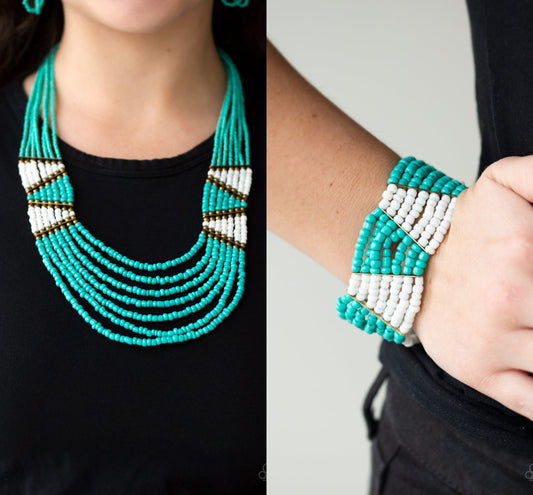 Kickin It Outback - Blue necklace w/ matching bracelet