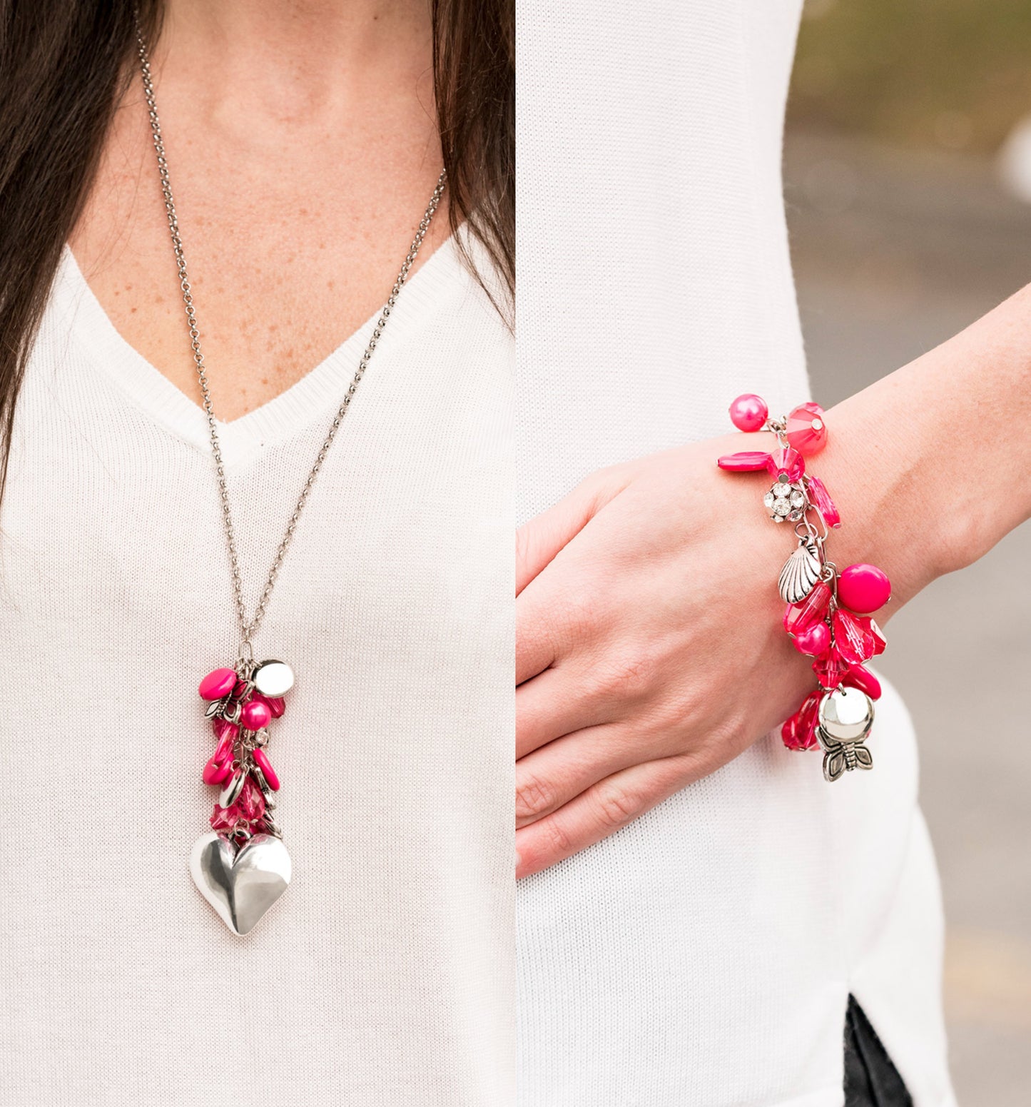 Beach Buzz - Pink necklace w/ matching bracelet