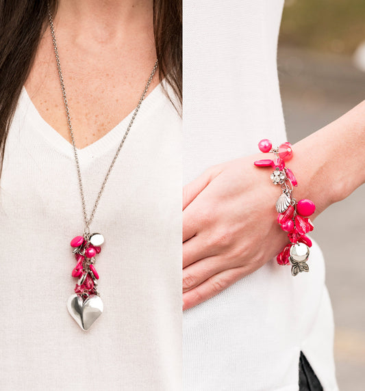 Beach Buzz - Pink necklace w/ matching bracelet
