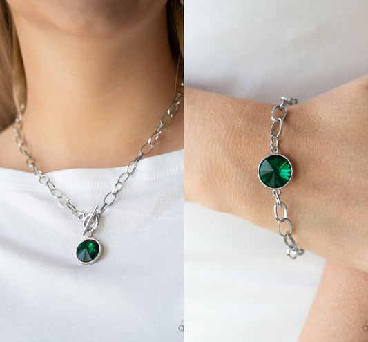 She Sparkles On - Green necklace w/ matching bracelet