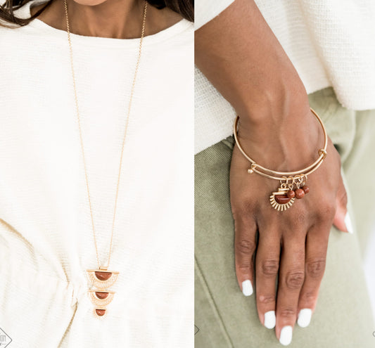 Serene Sheen - Gold/Brown necklace w/ matching bracelet