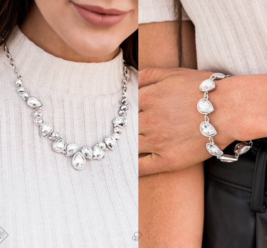 I Want It All - White gems necklace w/matching bracelet