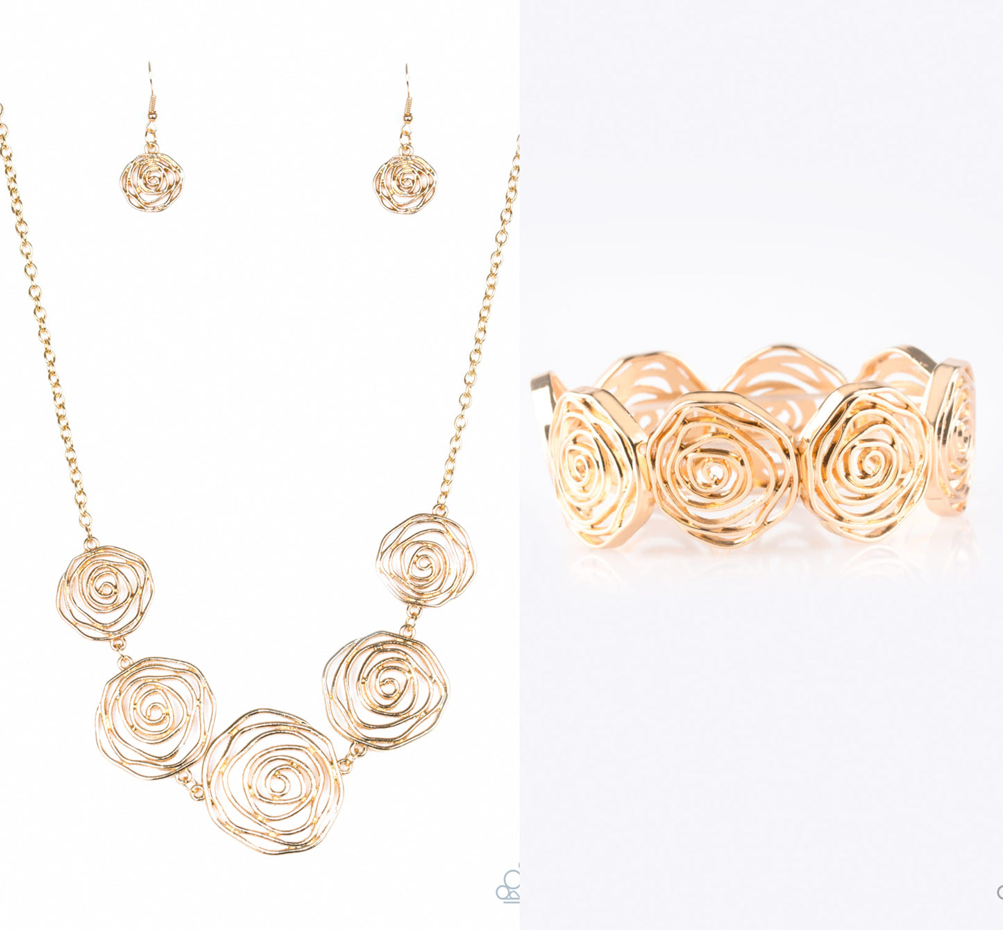 Rosy Rosette - Gold necklace w/ matching bracelet