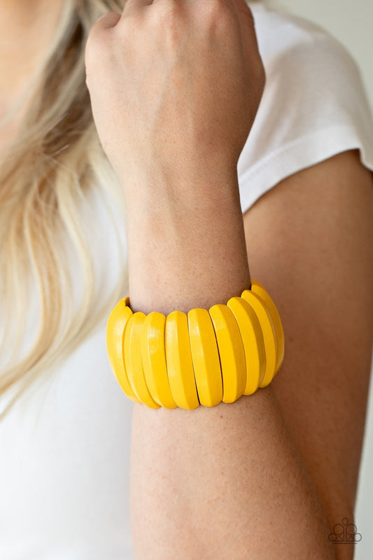 Colorfully Congo - Yellow wood bracelet