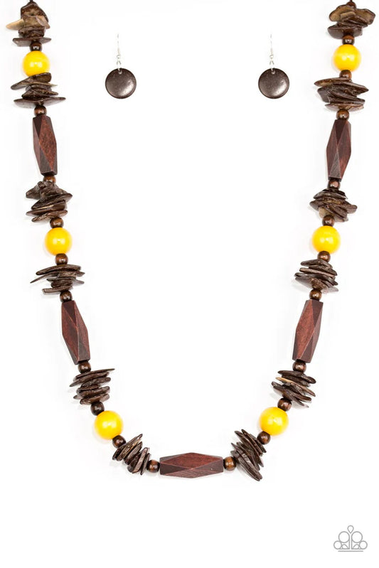 Cozumel Coast - Yellow Wood Necklace
