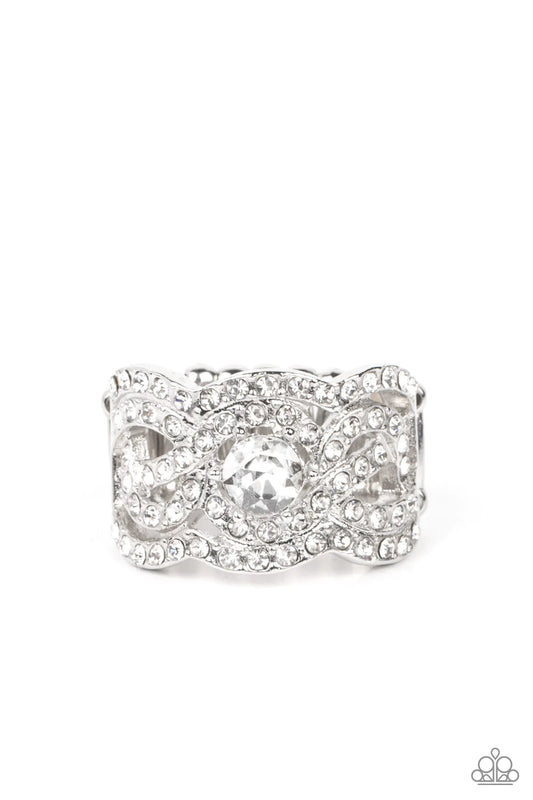 Doting On Dazzle - White Rhinestones Ring
