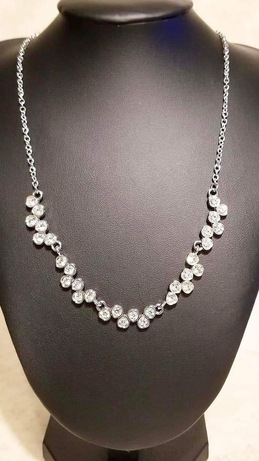 SELFIE - LOVE - WHITE RHINESTONE NECKLACE NECKLACE