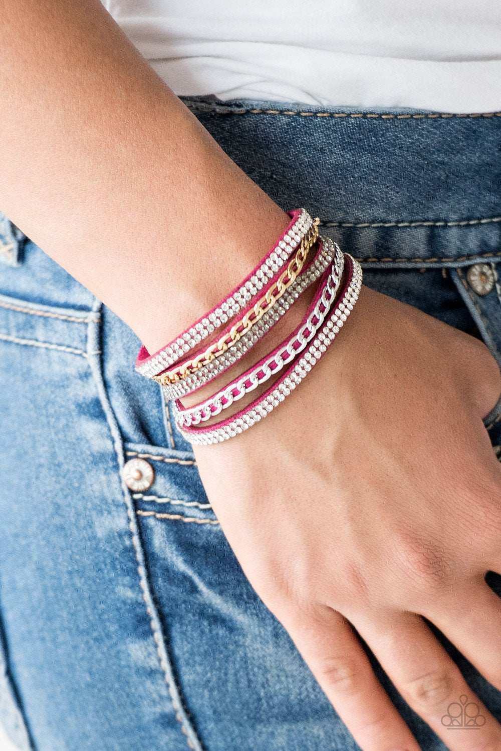 Fashion Fiend - pink/gold wrap urban bracelet