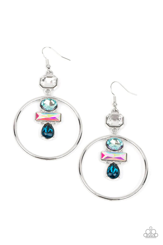 Geometric Glam - Blue iridescent earrings