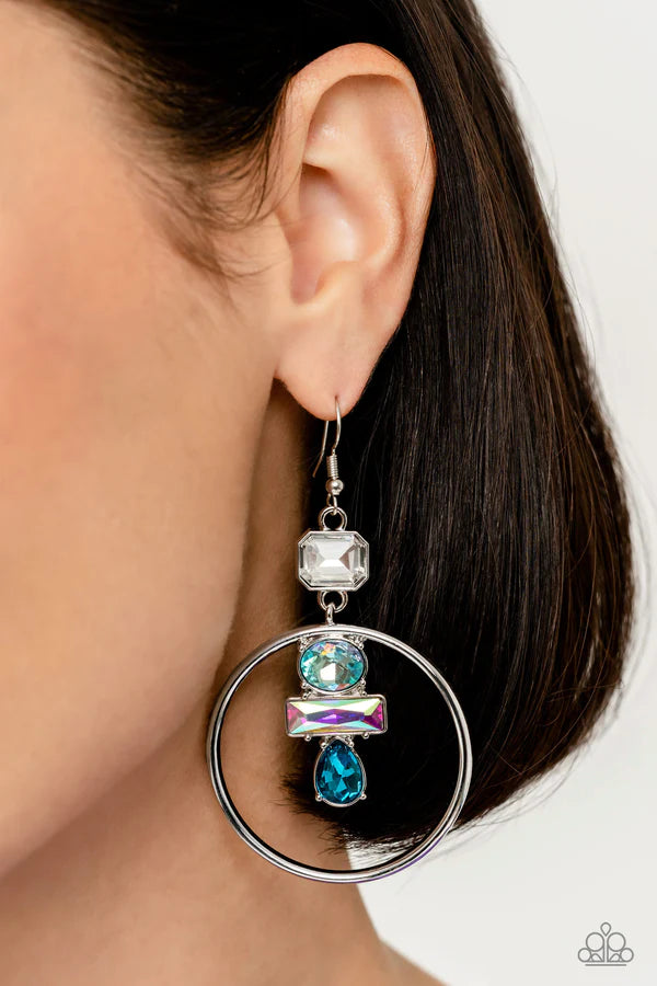 Geometric Glam - Blue iridescent earrings