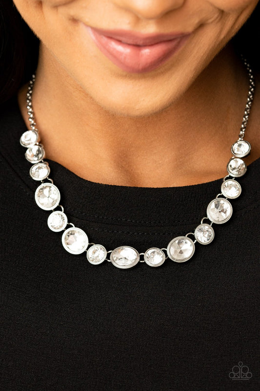 Girl's Gotta Glow - white rhinestones necklace