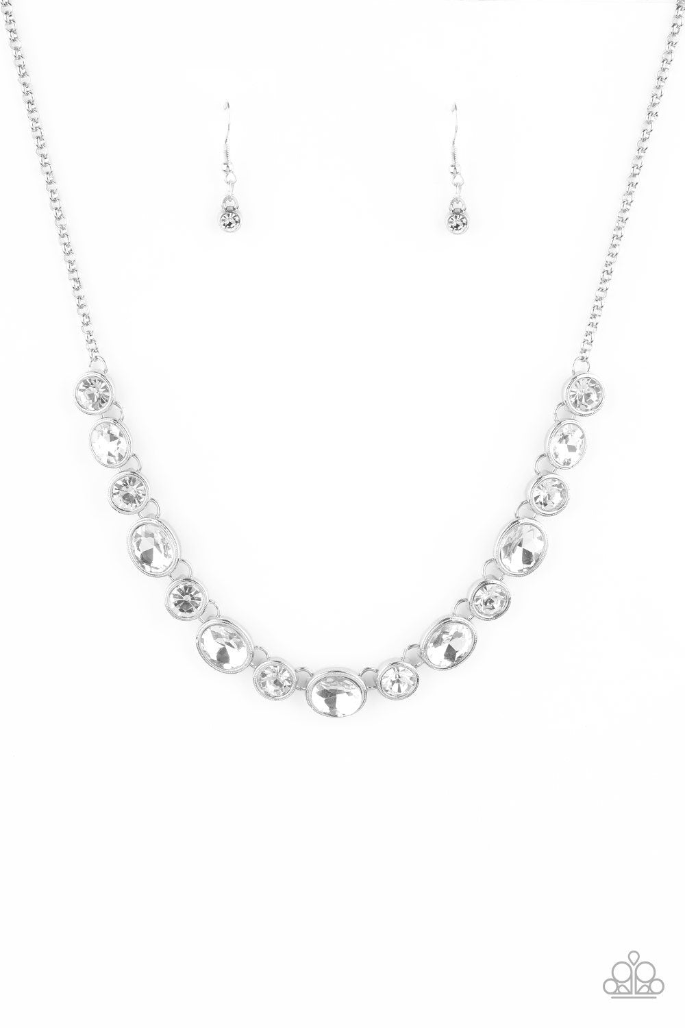 Girl's Gotta Glow - white rhinestones necklace