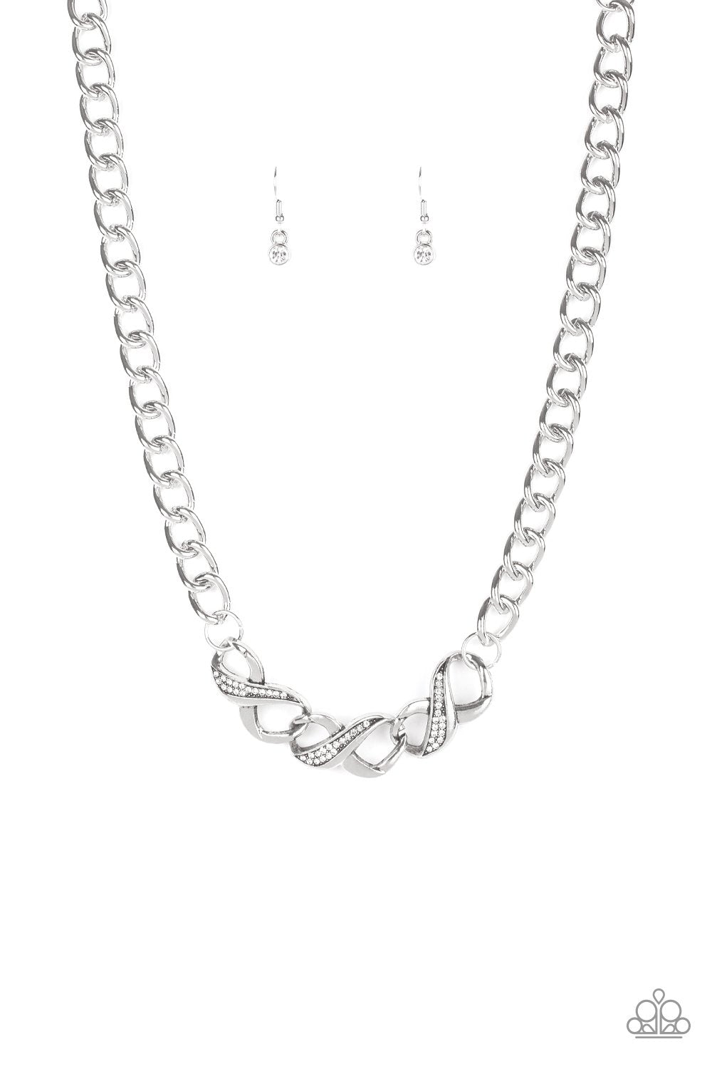 Infinite Impact - white rhinestones necklace