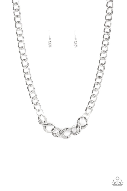 Infinite Impact - white rhinestones necklace
